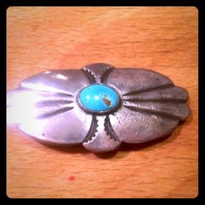 Navajo, Vintage, Silver & Blue Turquoise Brooch.